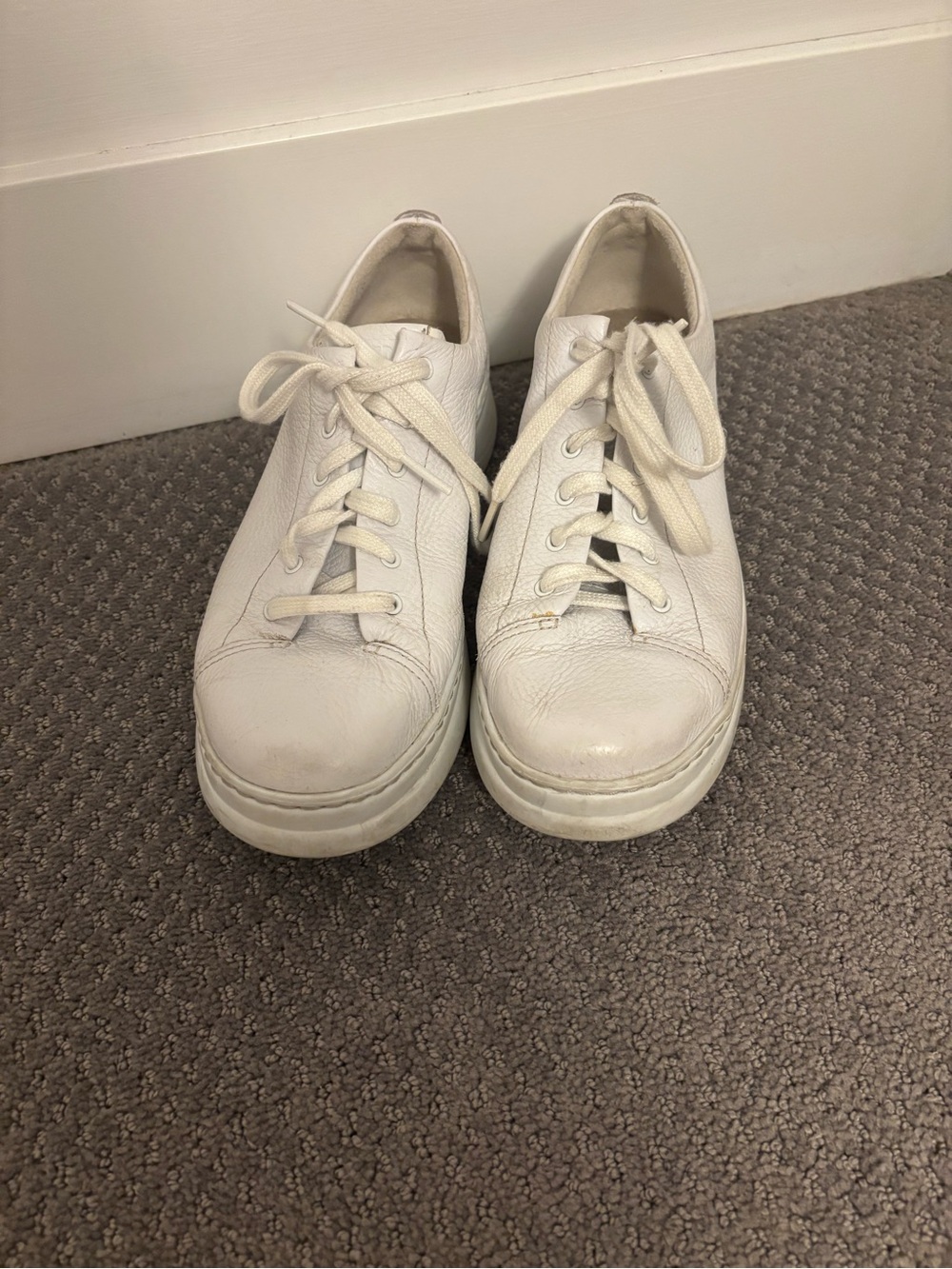 Camper White Leather Platform Sneakers